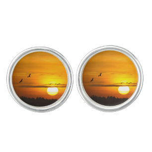 Cranes at sunrise cufflinks