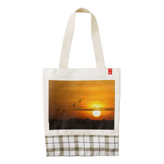 Cranes at sunrise zazzle HEART tote bag