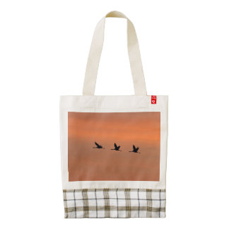 Cranes at sunrise zazzle HEART tote bag