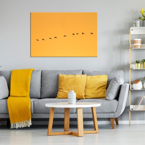 Cranes at sunset fineart photography orange acryli acrylic print