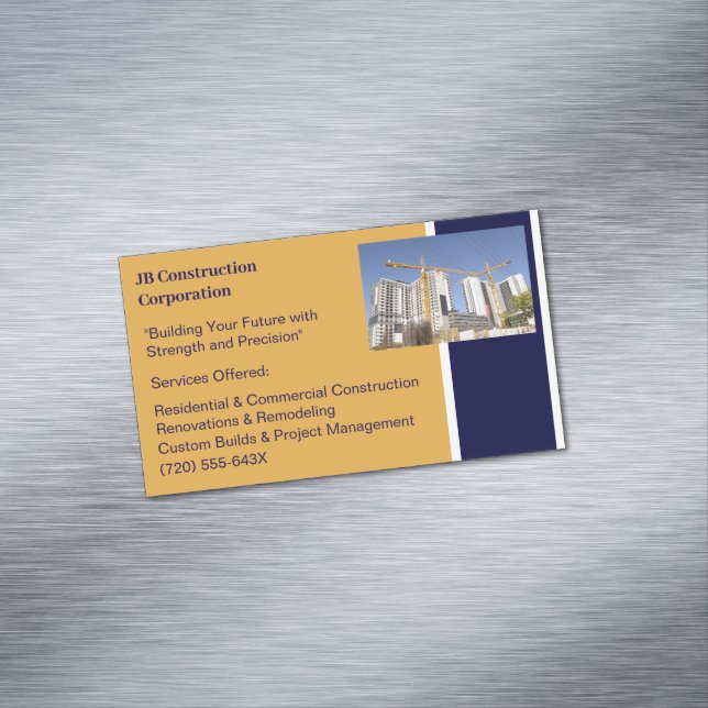 Cranes Buildings Contractor Building Construction  Business Card Magnet (In Situ)