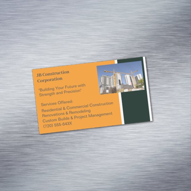 Cranes Buildings Contractor Building Construction  Business Card Magnet (In Situ)