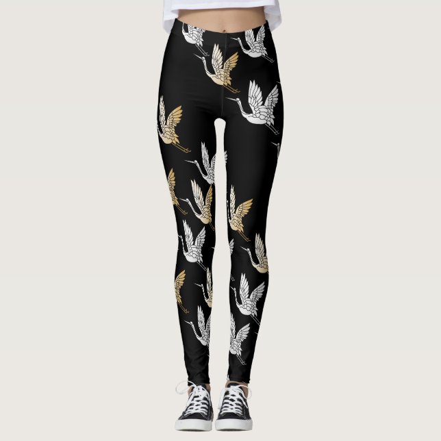 Cranes Flying and Craning Leggings (Front)