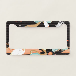 Cranes, herons: Japanese bird pattern. License Plate Frame