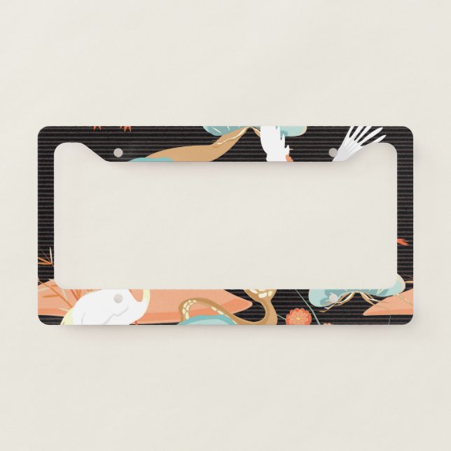 Cranes, herons: Japanese bird pattern. License Plate Frame (Front)