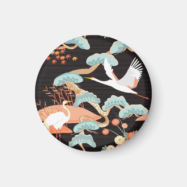 Cranes, herons: Japanese bird pattern. Magnet (Front)