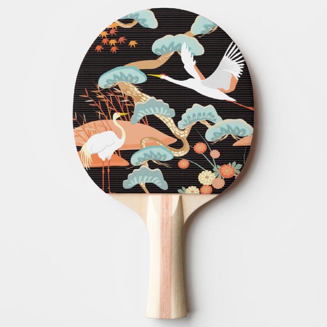 Cranes, herons: Japanese bird pattern. Ping Pong Paddle (Front)