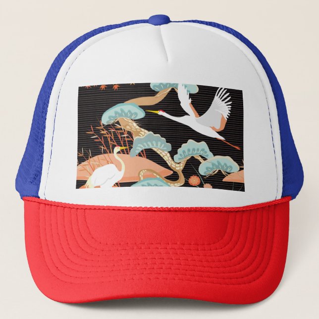 Cranes, herons: Japanese bird pattern. Trucker Hat (Front)
