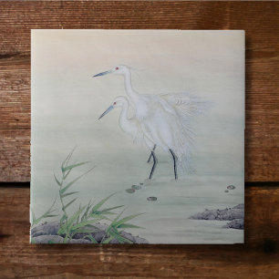 Cranes in Chinese River  Ceramic Tile