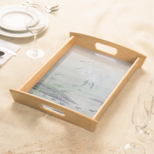 Cranes in Chinese River Serving Tray