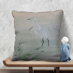 Cranes in Chinese River Throw Pillow