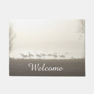 Cranes in the mist doormat
