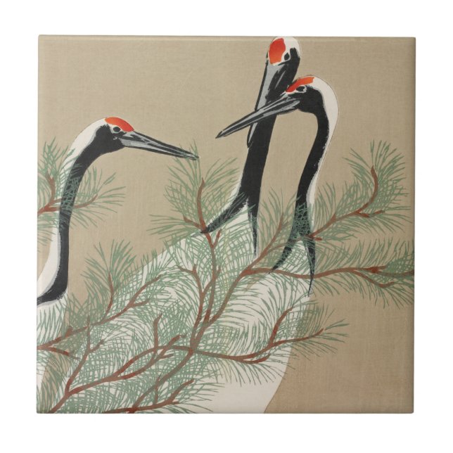 Cranes Kamisaka Sekka japan art canvas cc Ceramic Tile (Front)
