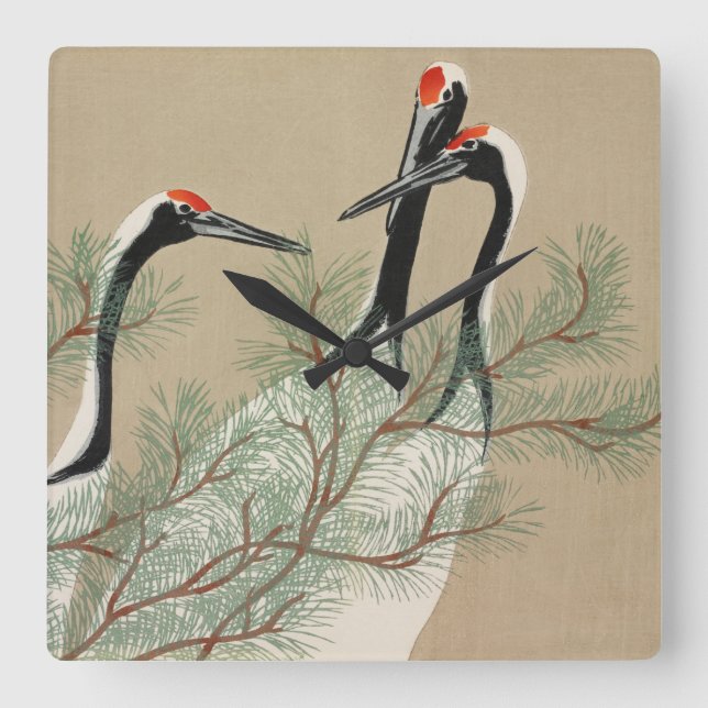 Cranes Kamisaka Sekka japan art canvas cc Square Wall Clock (Front)