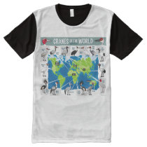 Cranes of the World Men's American Apparel All-Over Printed Panel T-Shirt