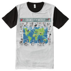 Cranes of the World Men's American Apparel All-Over Printed Panel T-Shirt