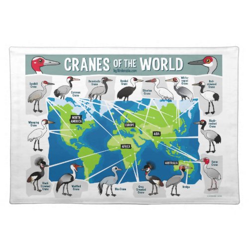 Cranes of the World Cloth Placemat