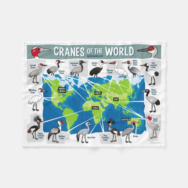Cranes of the World Fleece Blanket (Front (Horizontal))