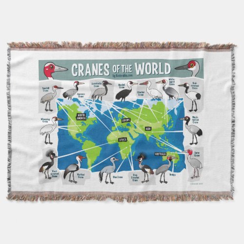 Cranes of the World Throw Blanket
