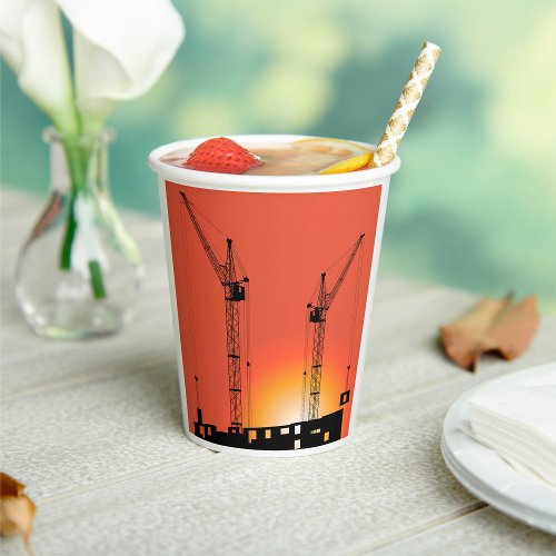 Cranes On A Building Paper Cups