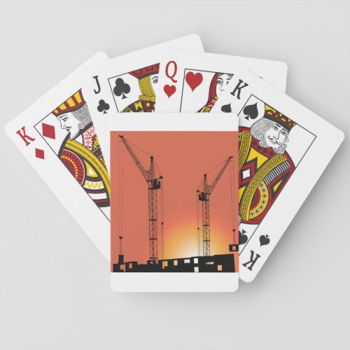 Cranes On A Building Poker Cards