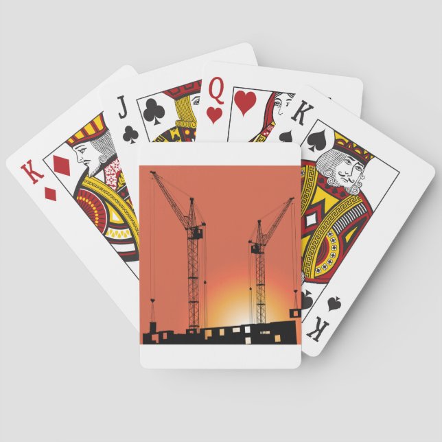 Cranes On A Building Poker Cards (Back)