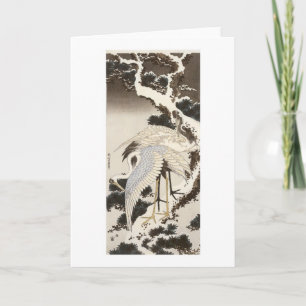 Cranes on a Pine Tree, Hokusai, 1832 Card