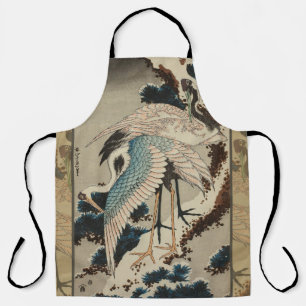 Cranes on a Snow Covered Pine Hokusai Apron
