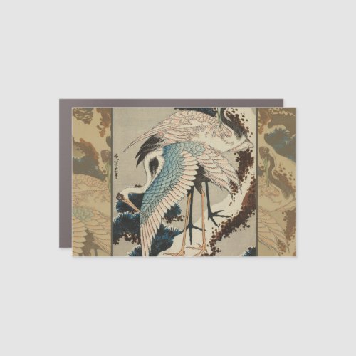 Cranes on a Snow Covered Pine Hokusai Car Magnet