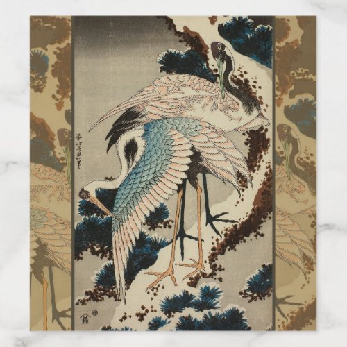 Cranes on a Snow Covered Pine Hokusai Envelope Liner