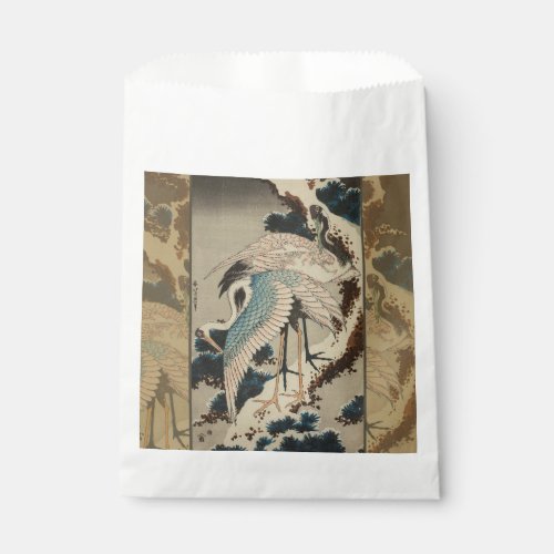 Cranes on a Snow Covered Pine Hokusai Favor Bag