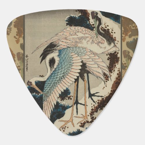 Cranes on a Snow Covered Pine Hokusai Guitar Pick