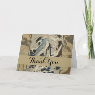 Cranes on a Snow Covered Pine Hokusai Letterpress Thank You Card