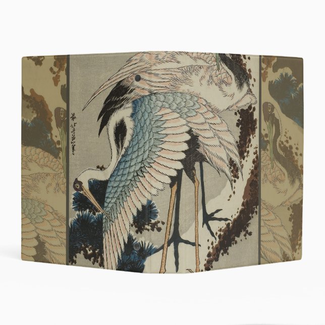 Cranes on a Snow Covered Pine Hokusai Mini Binder (Background)
