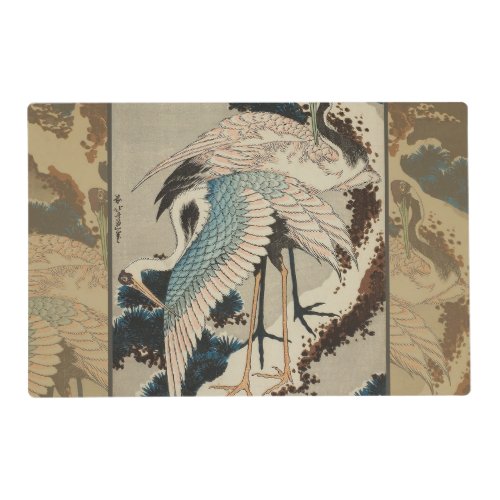 Cranes on a Snow Covered Pine Hokusai Placemat