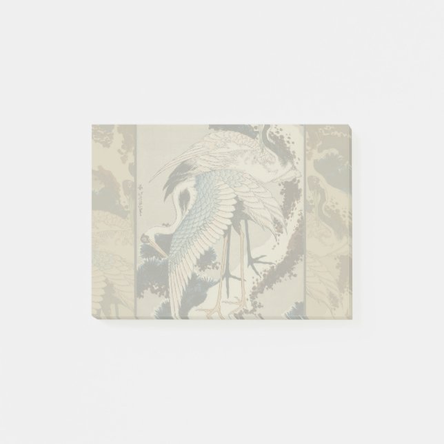 Cranes on a Snow Covered Pine Hokusai Post-it Notes (Front)