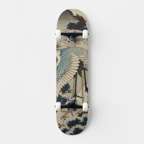 Cranes on a Snow Covered Pine Hokusai Skateboard