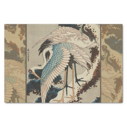 Cranes on a Snow Covered Pine Hokusai Tissue Paper