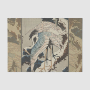 Cranes on a Snow Covered Pine Hokusai Tissue Paper