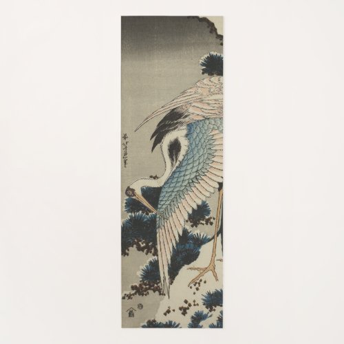 Cranes on a Snow Covered Pine Hokusai Yoga Mat