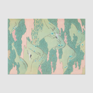 Cranes over Mountains Vintage Japanese Pattern Tissue Paper