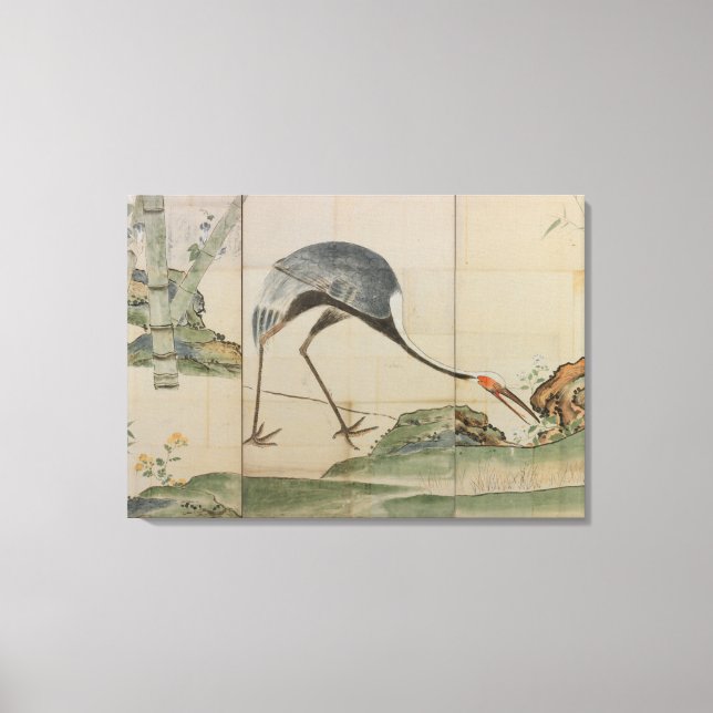 Cranes, Pines, and Bamboo Canvas Print (Front)