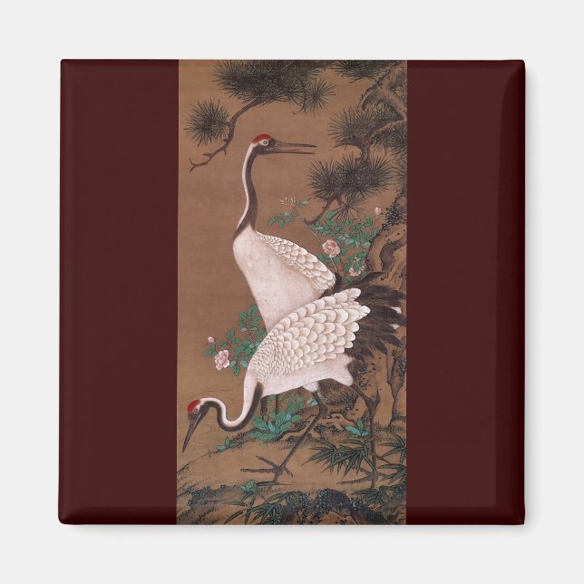 Cranes, Watanabe Shuseki Japanese Fine Art Magnet (Front)