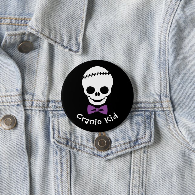 Cranio Kid Boy Skull with Purple Bowtie Button (In Situ)