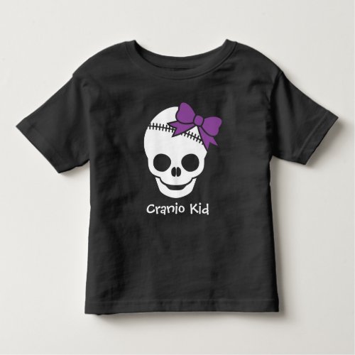 Cranio Kid Girl Skull with Purple Bow Toddler T_shirt