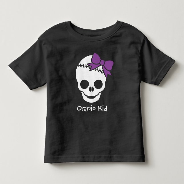 Cranio Kid Girl Skull with Purple Bow Toddler T-shirt (Front)