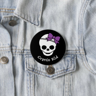 Cranio Kid Girl Skull with Purple Bowtie Button