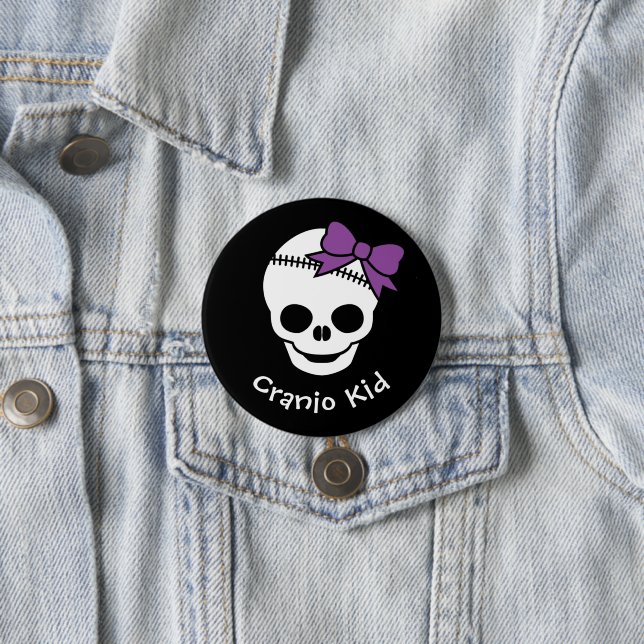 Cranio Kid Girl Skull with Purple Bowtie Button (In Situ)