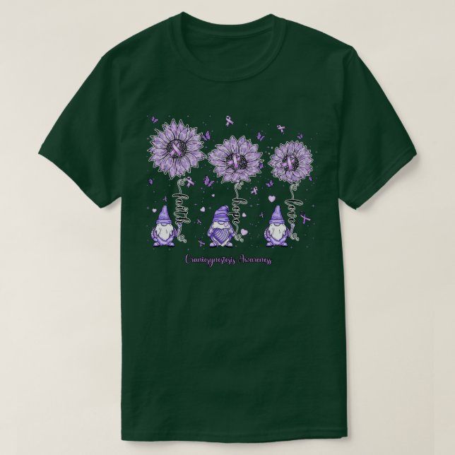 Craniosynostosis Awareness gnome faith hope sunflo T-Shirt (Design Front)