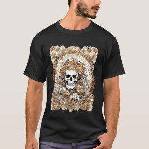Cranium and Autumn Roses Art Nouveau Design T-Shirt